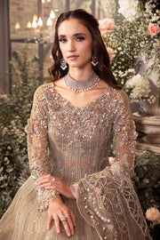 Elegant Grey Embroidered Organza and Jamawar Ensemble