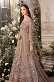 Elegant Grey Embroidered Organza and Jamawar Ensemble