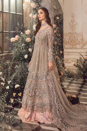 Elegant Grey Embroidered Organza and Jamawar Ensemble