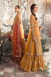 Luxurious Mustard Embroidered Organza and Raw Silk Ensemble