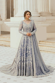 Celestial Elegance: Moonlit Majesty - Iced Blue Net Peshwas with Royal Tail