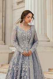 Celestial Elegance: Moonlit Majesty - Iced Blue Net Peshwas with Royal Tail