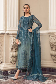 Teal Blue Chiffon Ensemble: A Serene Beauty