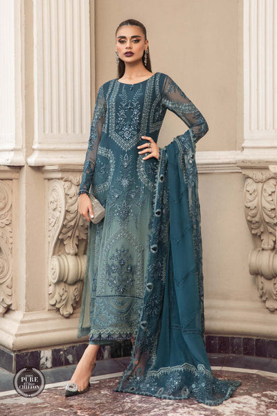 Teal Blue Chiffon Ensemble: A Serene Beauty