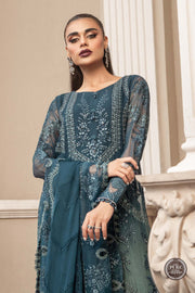 Teal Blue Chiffon Ensemble: A Serene Beauty